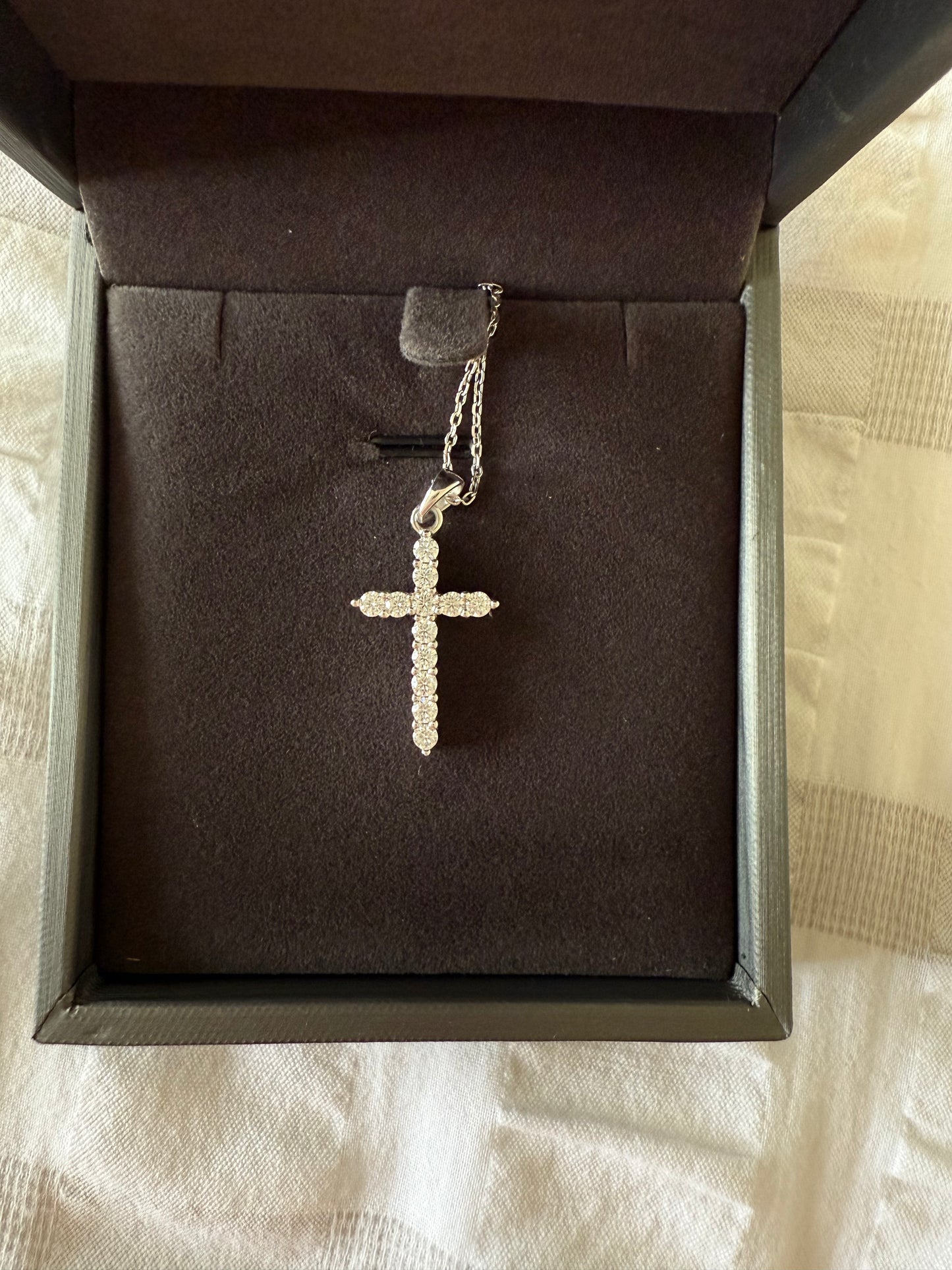 Moissanite Cross Pendant Chain Necklace