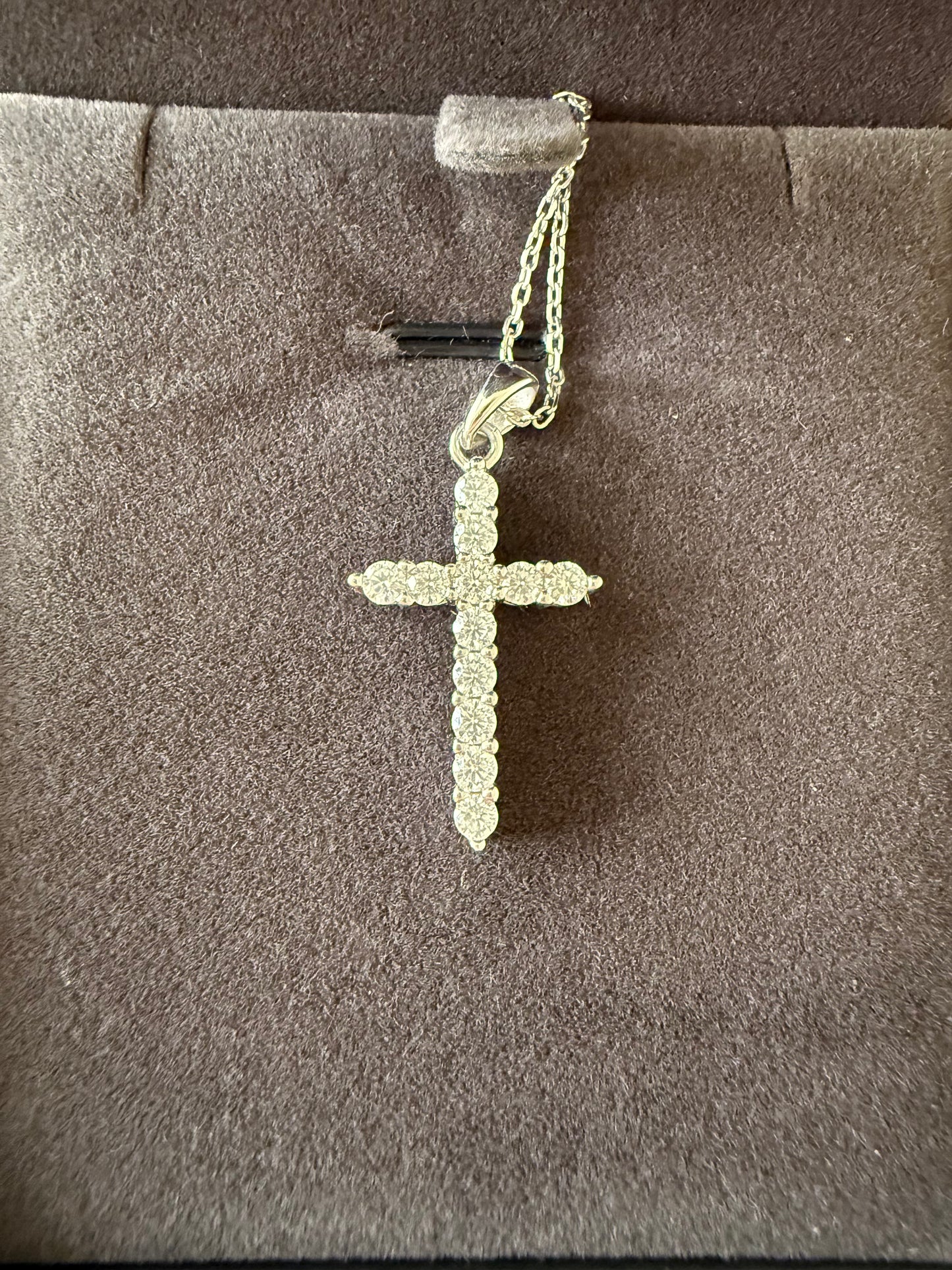 Moissanite Cross Pendant Chain Necklace