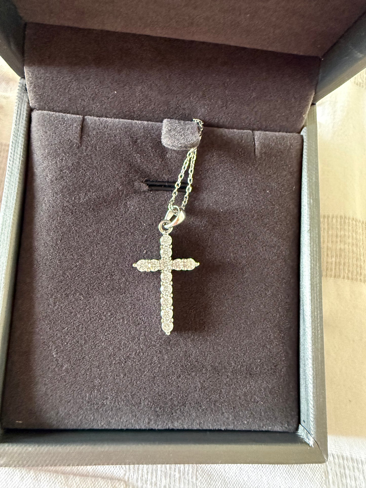 Moissanite Cross Pendant Chain Necklace