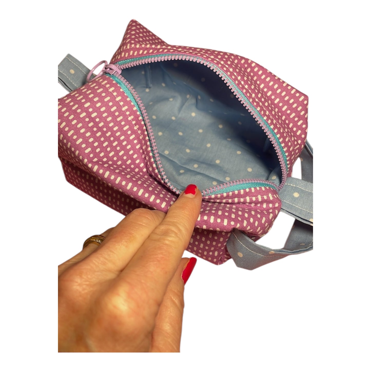 Handmade Purple with Baby Blue Cosmetic Bag