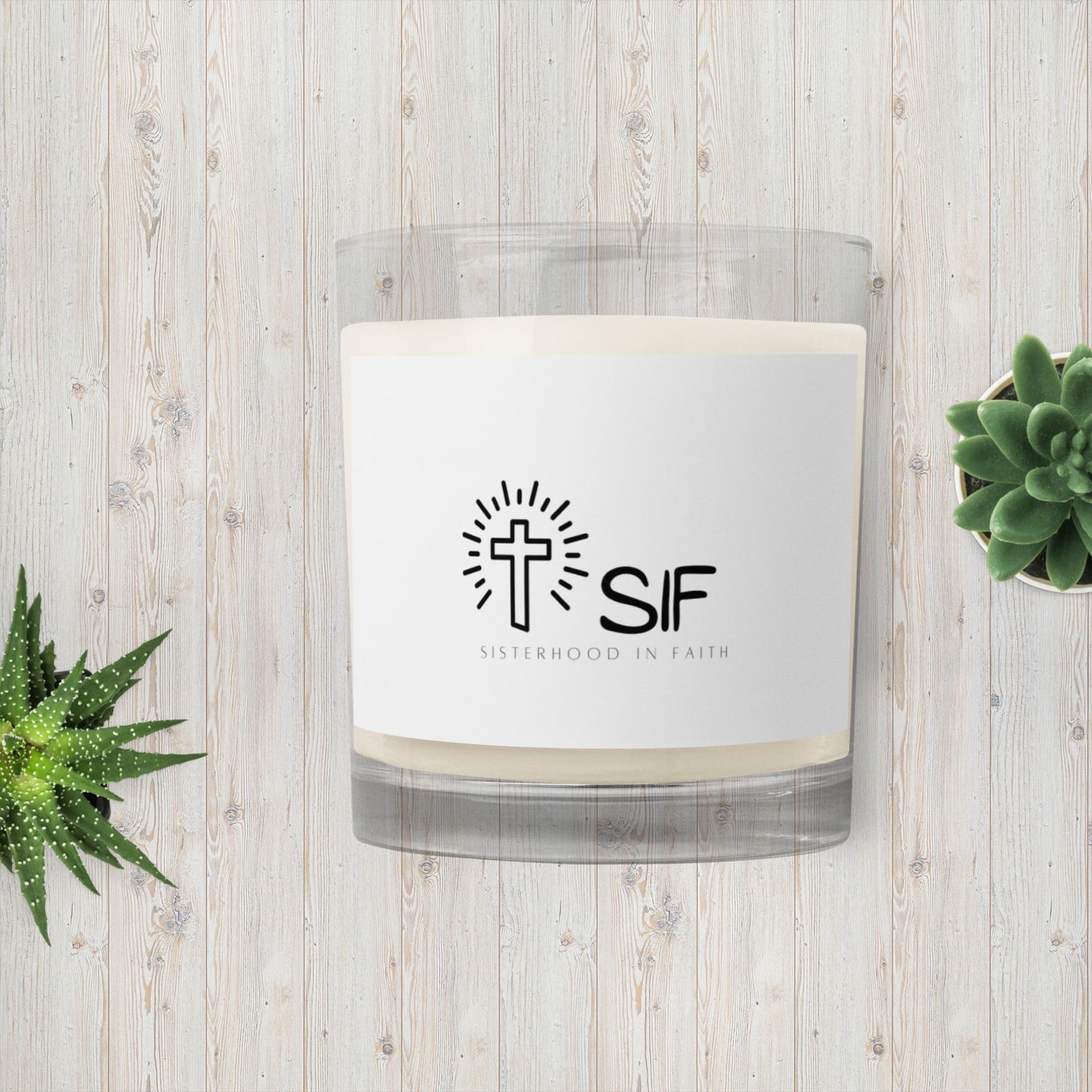 Glass jar soy wax candle