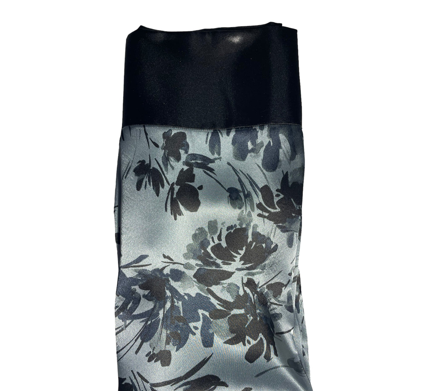 Blueish-Grey Flower print Satin Pillowcase with black trim